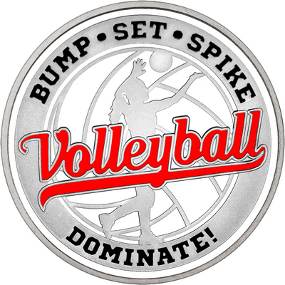 Red "Volleyball" with White Outer Circular Borders